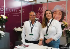 Jan Willem scheeve and Lejla Begovic with Deliflor.  They have a lot of pink and purple flowers in their booth as those are popular colours in Kenya.