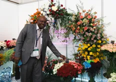 Joseph Kamau of Credible Blooms showing his flowers
