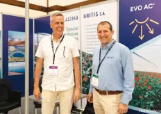 Richard Maijenberg from Horti supplies international visits the booth of Dimitrios Milios who’s with Plastika.