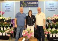 Edwin de Geus, Jessica High and Leon Heijmerink of Flamingo Holland, a wholesale importer and distributor of flower bulbs