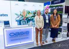 Sharon Warschauer, Brenton Williams and Emily Lenzo. Oasis shows the new RhizoPlug Trays that were launched prior to Cultivate.