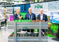 Jeff Warschauer, Ulrik Rasmussen, and Evan Sharples with FGM. They see there's a lot of attention for their lettuce growing systems.