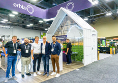 Ronen Skarbianskys and Ricky Elz, Netafim, welcome Jack Maruna, AU Horticulture, Vincenzo Russo and Stefano Liporace, Vifra, in the stand