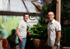 Robin van der Knaap and Gaston van der Meulen of Wilgenlei. They market new varieties of well-known products, such as a special variety of Dieffenbachia.