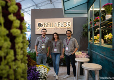 Different varieties of summerflowers, roses and bouquets at the Bellaflor booth with Edgar Granda, Carolina Almeida and Felipe Montenegro