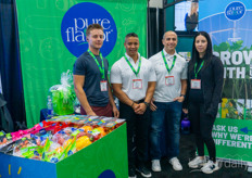 Jakie Loewen, Jeff Baclug, Charlie Massih and Elizabeth Tavares, Pure Flavor. The company is looking for new partners at the fair and showcasing their product range.