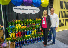 Sharon Snoei, and Ed Vos, Homestead Growers, Amerigo Farms, showing their calla varieties