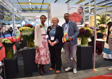 Yordanos Jemal of Dummen Orange with Sylvie Mamias of Union Fleurs and Tewodros Zwendie of of the Ethiopian Horticulture Exporters and Producers Association (EHPEA) .