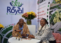 Christopher and Winnie Githaiga of royal and fresh flowers. They grow roses and spray roses exhibiting at the IFTF for the first time.